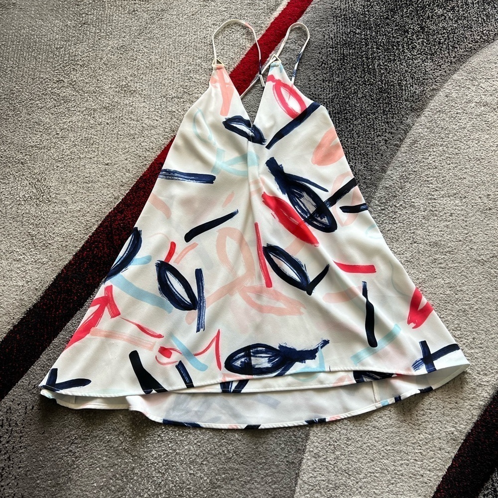 Stylestalker Artsy Print White Slip Shift Mini Dress